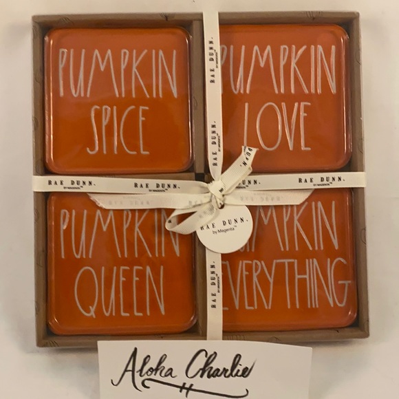 Rae Dunn Fall Pumpkin Coaster Set
